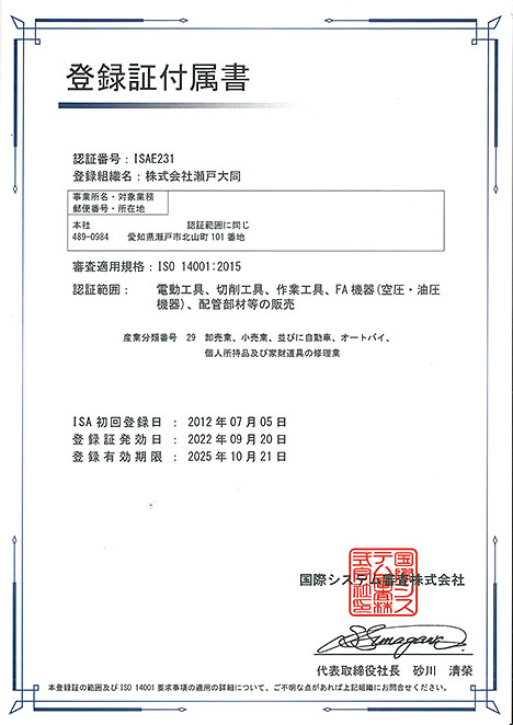 登録証付属書